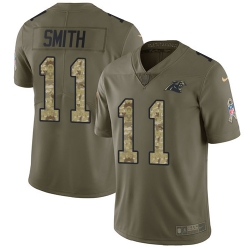 Nike Panthers #11 Torrey Smith Olive Camo Youth Stitched NFL Limited 2017 Salute to Service Jersey