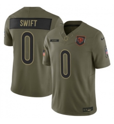 Men Chicago Bears 0 D 27Andre Swift Olive 2025 F U S E  Salute to Service Limited Stitched Football Jersey