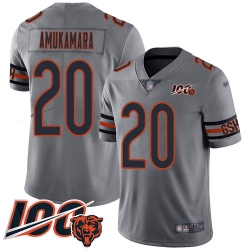 Men Chicago Bears 20 Prince Amukamara Limited Silver Inverted Legend 100th Season Football Jersey