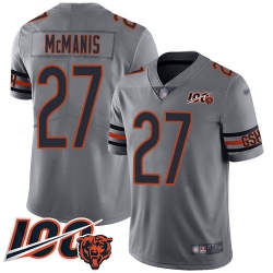 Men Chicago Bears 27 Sherrick McManis Limited Silver Inverted Legend 100th Season Football Jersey