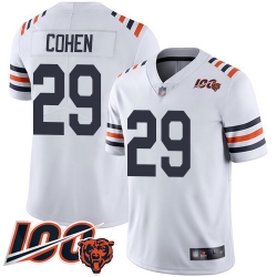 Men Chicago Bears 29 Tarik Cohen White 100th Season Limited Football Jersey