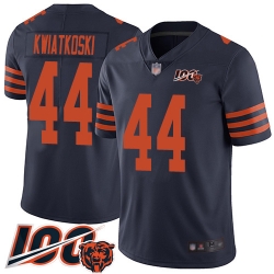 Men Chicago Bears 44 Nick Kwiatkoski Limited Navy Blue Rush Vapor Untouchable 100th Season Football Jersey