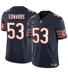 Men Chicago Bears 53 T J  Edwards Navy 2024 F U S E  With 1 Star C Patch Vapor Untouchable Limited Stitched Football Jersey