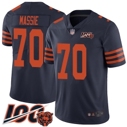 Men Chicago Bears 70 Bobby Massie Limited Navy Blue Rush Vapor Untouchable 100th Season Football Jersey 