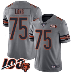 Men Chicago Bears 75 Kyle Long Limited Silver Inverted Legend 100th Season Football Jersey