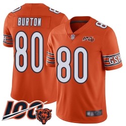 Men Chicago Bears 80 Trey Burton Orange Alternate 100th Season Limited Football Jersey