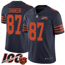 Men Chicago Bears 87 Adam Shaheen Limited Navy Blue Rush Vapor Untouchable 100th Season Football Jersey 