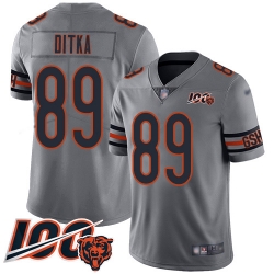 Men Chicago Bears 89 Mike Ditka Limited Silver Inverted Legend 100th Season Football Jersey