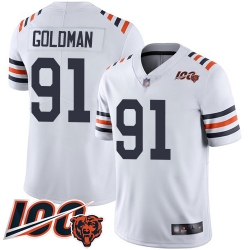 Men Chicago Bears 91 Eddie Goldman White 100th Season Limited Football Jersey