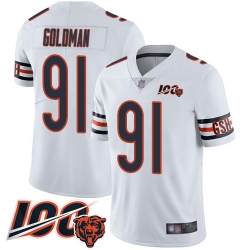 Men Chicago Bears 91 Eddie Goldman White Vapor Untouchable Limited Player 100th Season Football Jersey