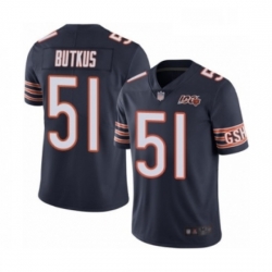 Mens Chicago Bears 51 Dick Butkus Navy Blue Team Color 100th Season Limited Football Jersey