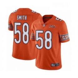 Mens Chicago Bears 58 Roquan Smith Orange Alternate 100th Season Limited Football Jersey