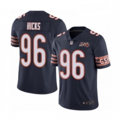 Mens Chicago Bears 96 Akiem Hicks Navy Blue Team Color 100th Season Limited Football Jersey