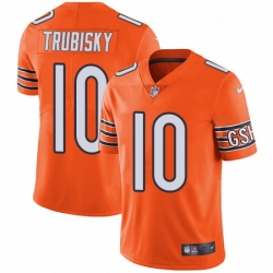 Mens Nike Chicago Bears 10 Mitchell Trubisky Limited Orange Rush Vapor Untouchable NFL Jersey