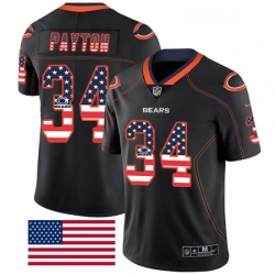 Mens Nike Chicago Bears 34 Walter Payton Limited Black Rush USA Flag NFL Jersey