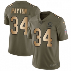 Mens Nike Chicago Bears 34 Walter Payton Limited OliveGold Salute to Service NFL Jersey