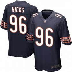 Mens Nike Chicago Bears 96 Akiem Hicks Game Navy Blue Team Color NFL Jersey