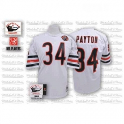 Mitchell and Ness Chicago Bears 34 Walter Payton White Big Number with Bear Patch Authentic Throwback NFL Jersey