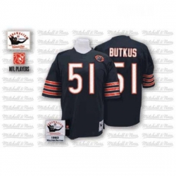 Mitchell and Ness Chicago Bears 51 Dick Butkus Blue Team Color Big Number with Bear Patch Authentic Throwback NFL Jersey