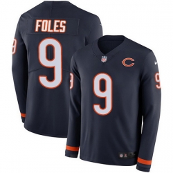 Nike Bears 9 Nick Foles Navy Blue Team Color Men Stitched NFL Limited Therma Long Sleeve Jersey