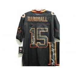 Nike Chicago Bears 15 Brandon Marshall Black Elite Light Out Signed NFL Jersey