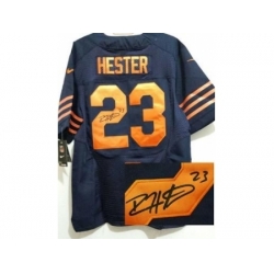 Nike Chicago Bears 23 Devin Hester Blue Elite Orange Number Signed NFL Jersey