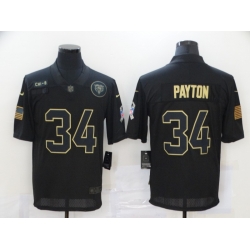 Nike Chicago Bears 34 Walter Payton Black 2020 Salute To Service Limited Jersey