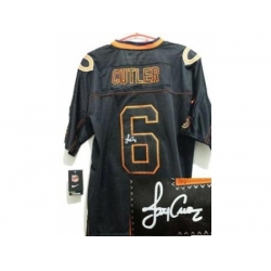 Nike Chicago Bears 6 Jay Cutler Black Elite Light Out Signed NFL Jersey