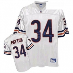 Reebok Chicago Bears 34 Walter Payton White Replica Throwback NFL Jersey