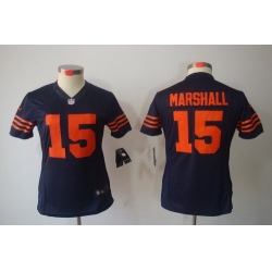 Nike Women Chicago Bears #15 Brandon Marshall Blue Color[Women Limited Jerseys]Orange Number