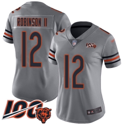 Women Chicago Bears 12 Allen Robinson Limited Silver Inverted Legend 100th Season Football Jersey