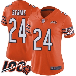 Women Chicago Bears 24 Buster Skrine Orange Alternate 100th Season Limited Football Jersey