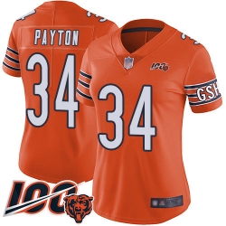 Women Chicago Bears 34 Walter Payton Orange Alternate 100th Season Limited Football Jersey