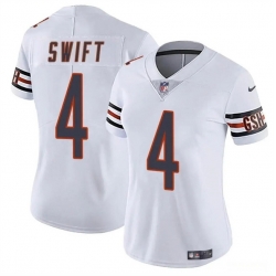 Women Chicago Bears 4 D'Andre Swift White 2024 Vapor Stitched Jersey