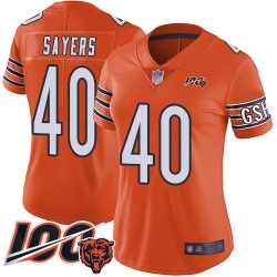 Women Chicago Bears 40 Gale Sayers Orange Alternate 100th Season Limited Football Jersey