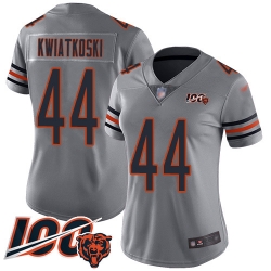 Women Chicago Bears 44 Nick Kwiatkoski Limited Silver Inverted Legend 100th Season Football Jersey