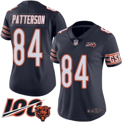 Women Chicago Bears 84 Cordarrelle Patterson Navy Blue Team Color 100th Season Limited Football Jersey