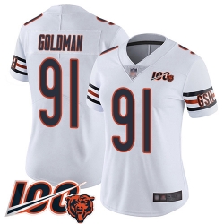 Women Chicago Bears 91 Eddie Goldman White Vapor Untouchable Limited Player 100th Season Football Jersey