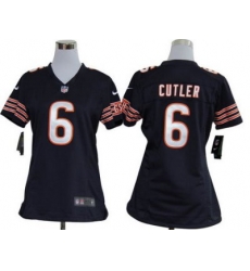 Women Nike Chicago Bears 6# Jay Cutler Blue Jersey