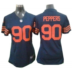 Women Nike Chicago Bears 90 Julius Peppers Blue NFL Jerseys Orange Number