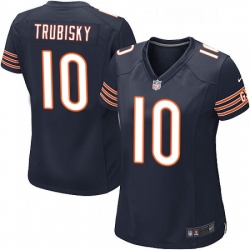 Womens Nike Chicago Bears 10 Mitchell Trubisky Game Navy Blue Team Color NFL Jersey