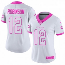 Womens Nike Chicago Bears 12 Allen Robinson Limited WhitePink Rush Fashion NFL Jersey