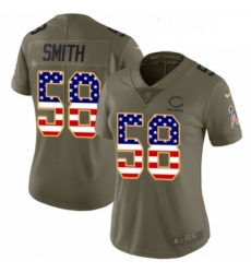 Womens Nike Chicago Bears 58 Roquan Smith Limited Olive USA Flag 2017 Salute to Service NFL Jersey