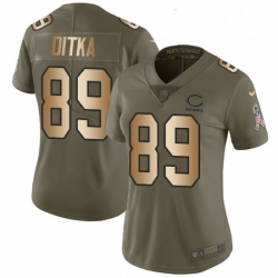 Womens Nike Chicago Bears 89 Mike Ditka Limited OliveGold Salute to Service NFL Jersey