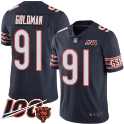 Youth Chicago Bears 91 Eddie Goldman Navy Blue Team Color 100th Season Limited Football Jersey