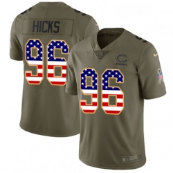 Youth Nike Chicago Bears 96 Akiem Hicks Limited OliveUSA Flag Salute to Service NFL Jersey