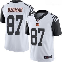 Bengals 87 C J  Uzomah White Men Stitched Football Limited Rush Jersey