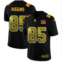 Cincinnati Bengals 85 Tee Higgins Men Black Nike Golden Sequin Vapor Limited NFL Jersey