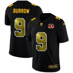 Cincinnati Bengals 9 Joe Burrow Men Black Nike Golden Sequin Vapor Limited NFL Jersey