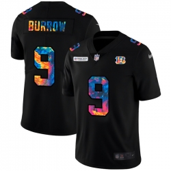 Cincinnati Bengals 9 Joe Burrow Men Nike Multi Color Black 2020 NFL Crucial Catch Vapor Untouchable Limited Jersey